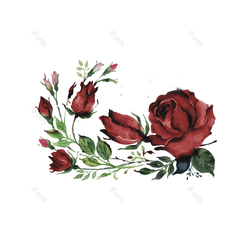 浪漫图片,水彩花元素,简单PNG,免抠素材